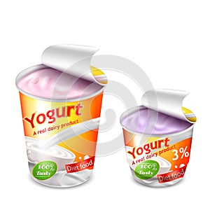 Large and small plastic cup for yogurt