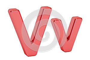 Large and small red letter V, 3D rendering