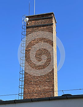 Large smoke stack of a factory building