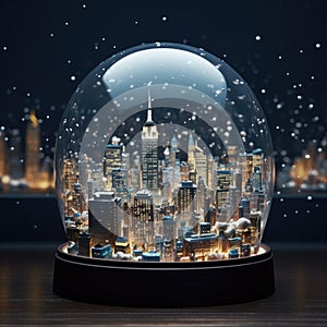 a large snow globe with the city of new york trapped in it