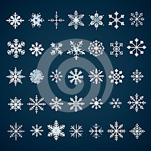 Large Snowflake Vector Icon Set: Simple And Delicate Snowflakes photo