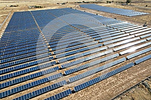 Large Solar Panel Array Generating Power from the Sun in the Desert