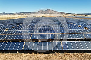 Large Solar Panel Array Generating Power from the Sun in the Desert