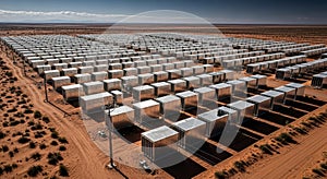 Solar Panel Farm in Desert Landscape