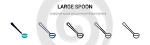 Large spoon icon in filled, thin line, outline and stroke style. Vector illustration of two colored and black large spoon vector