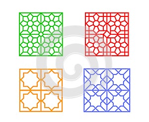 Large square window frame with islamic pattern