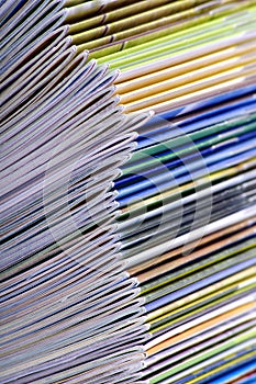 A large stack of magazines