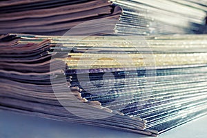 Large stack of magazines
