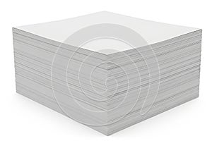 A large stack of white paper sheets isolated on a plain white background