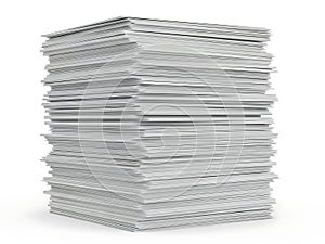 A large stack of white printer paper on a clean surface