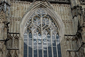 The large stained glass window on York Minster