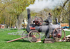 A large steam engine in operation