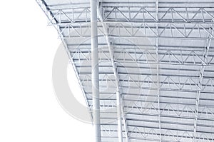Large steel structure truss, roof frame and metal sheet in building