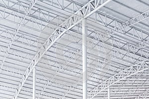 Large steel structure truss, roof frame and metal sheet in building