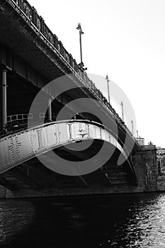 A large stone bridge across the Moscow River, Moscow, Russia.