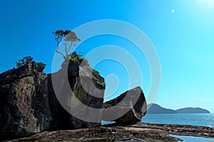 large stone on the coast of ubatuba
