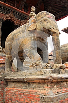 A large stone elephant guarding the Shiva Temple