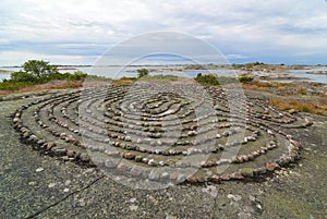 Large stone labyrinth Fredlarna archipelago