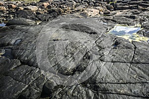 Large stones off the Swedish coast in Varberg.