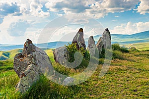 Large stones of unknown origin in the field, a landmark of Zorats Karer
