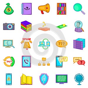 Large storage icons set, cartoon style