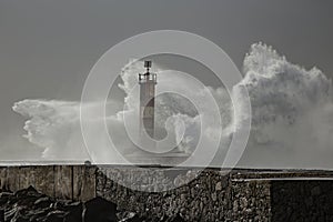 Large stormy sea wave splash