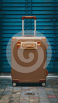 Large suitcase symbolizes readiness for extensive travel adventures