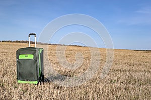 Large suitcase on wheels with