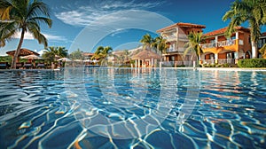 Large Swimming Pool Surrounded by Palm Trees