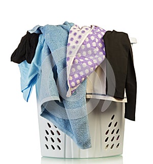 Large tank of dirty laundry  on white background