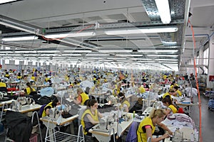 Large textile factory with valuable workers