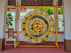 Large Thai culture style gong in Wat Pho, Wat Phra Chetuphon