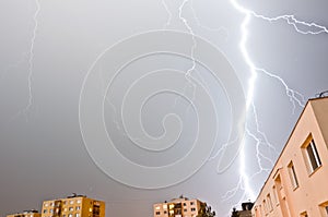 Large thunder storm over block