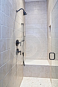 Large tile and stone shower