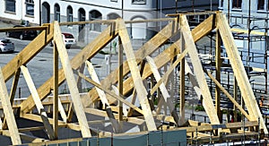 Large timber frame roof details