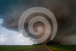 Large Tornado Crossing road in Southern Minnesota