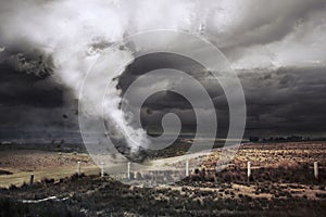 A large tornado forming about to destroy photo