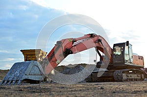 Large tracked excavator on a construction site
