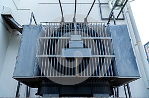 Large transformers for supplying electricity.