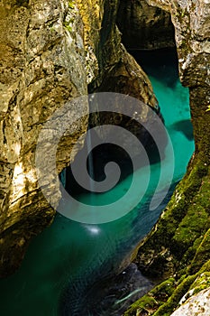 The large troughs of the SoÄa River in Slovenia