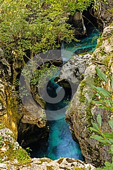 The large troughs of the SoÄa River in Slovenia