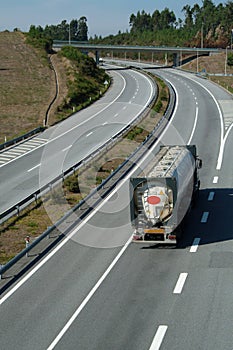 Large truck running in highway