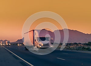 Large truck traveling through Arizona