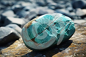 Large turquoise stone among natural rock