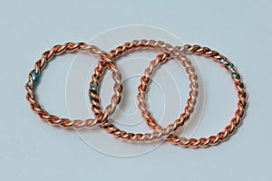 Large Twisted Copper Wire Energy Coils - stock photo