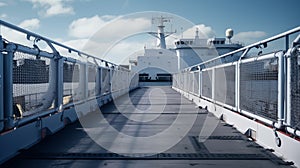 Large vessel gangway Ocean-going ship\'s walkway bridge.AI Generated