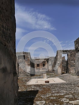 Large Villa with central pool in the ruins of the city of Pompeii Italy
