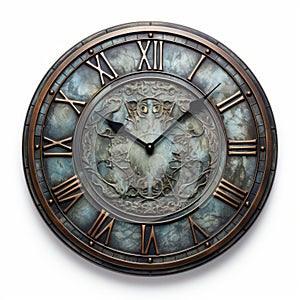 Gothic Dark And Ornate Wall Clock With Blue And Brown Patterns