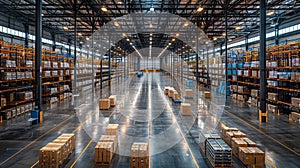 Large warehouse full of shelves with boxes