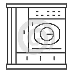 Large washing machine thin line icon, dry cleaning concept, large capacity laundry washer vector sign on white